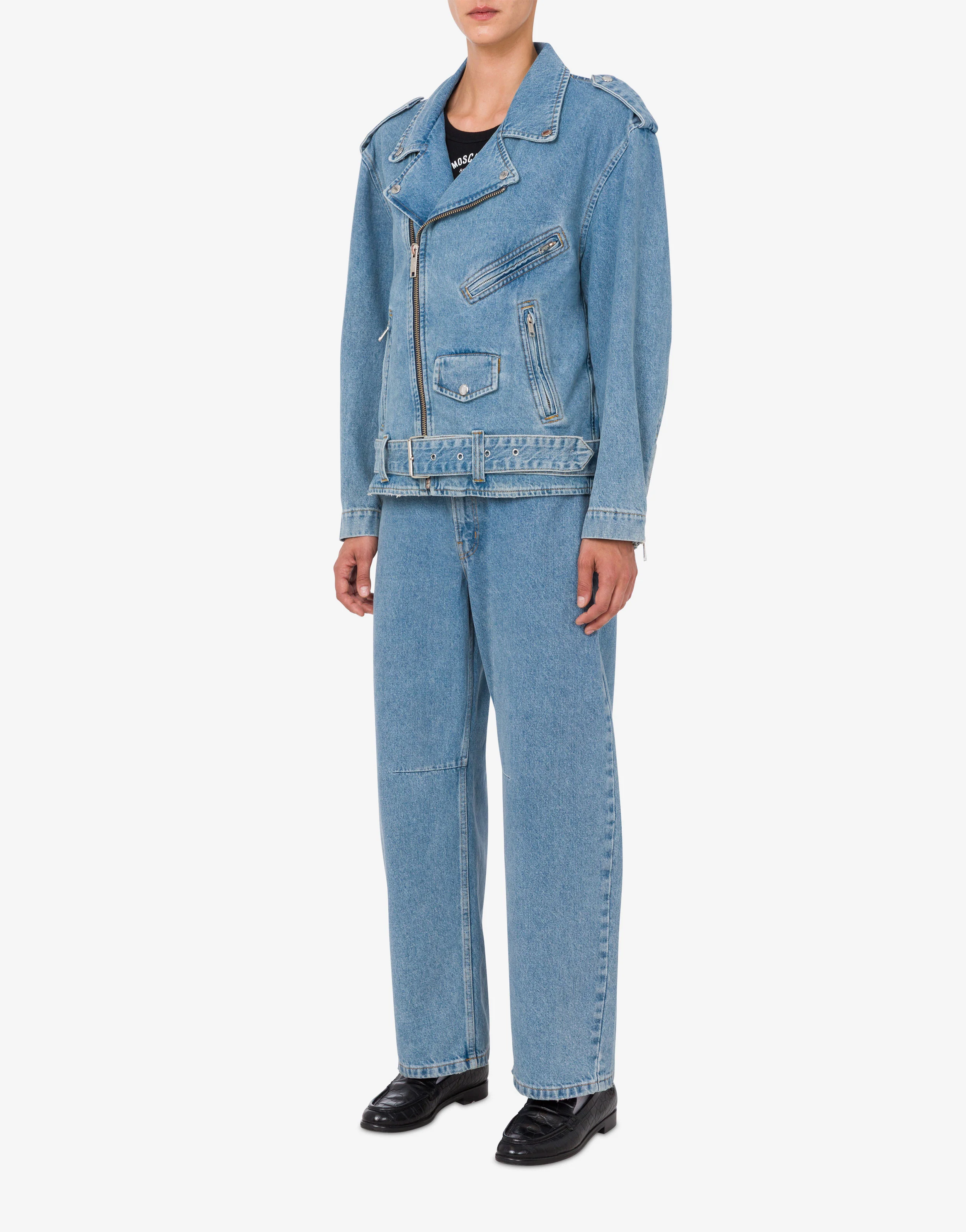 Cotton denim biker jacket - Image 2