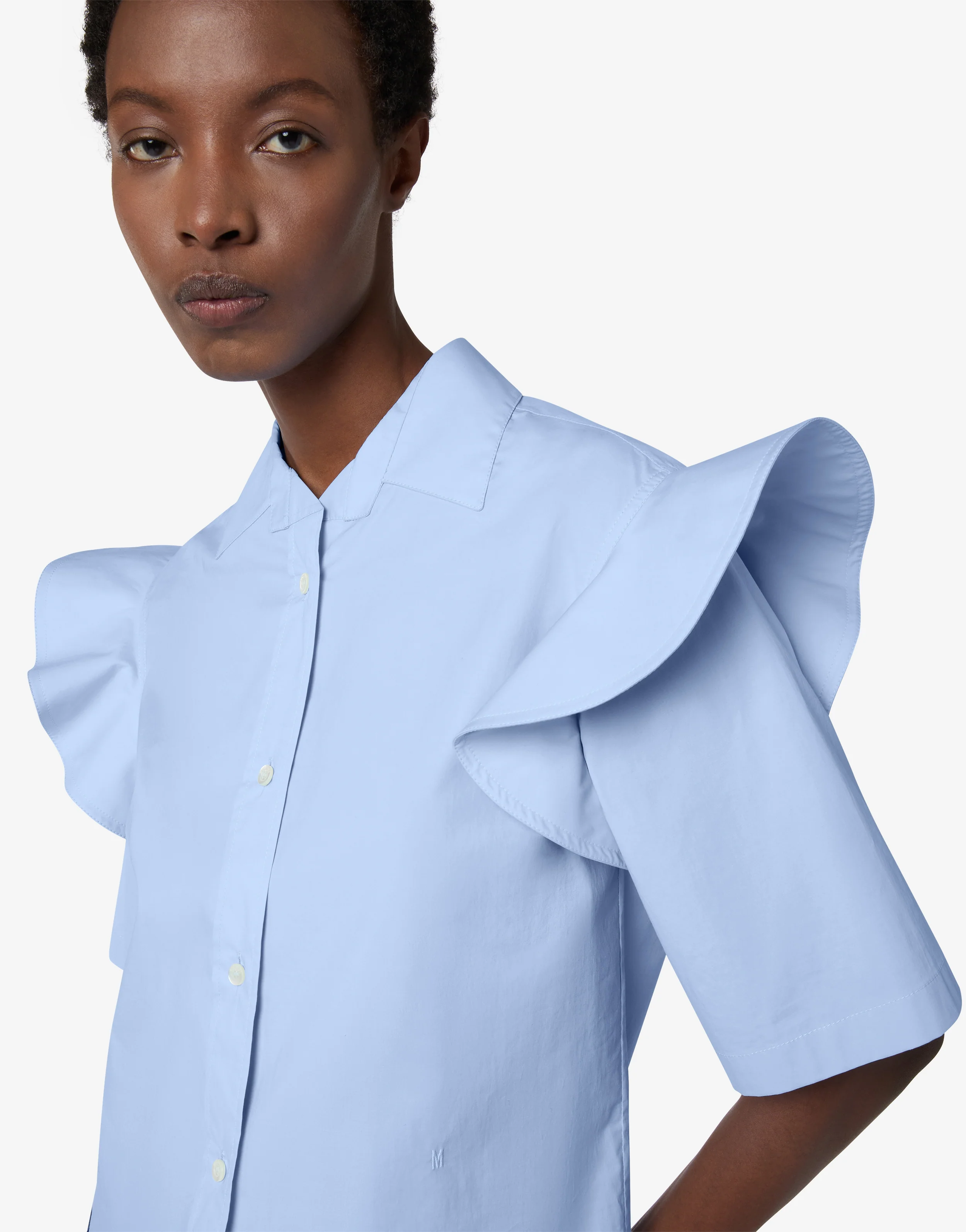 Cotton poplin shirt with ruffles - Image 3