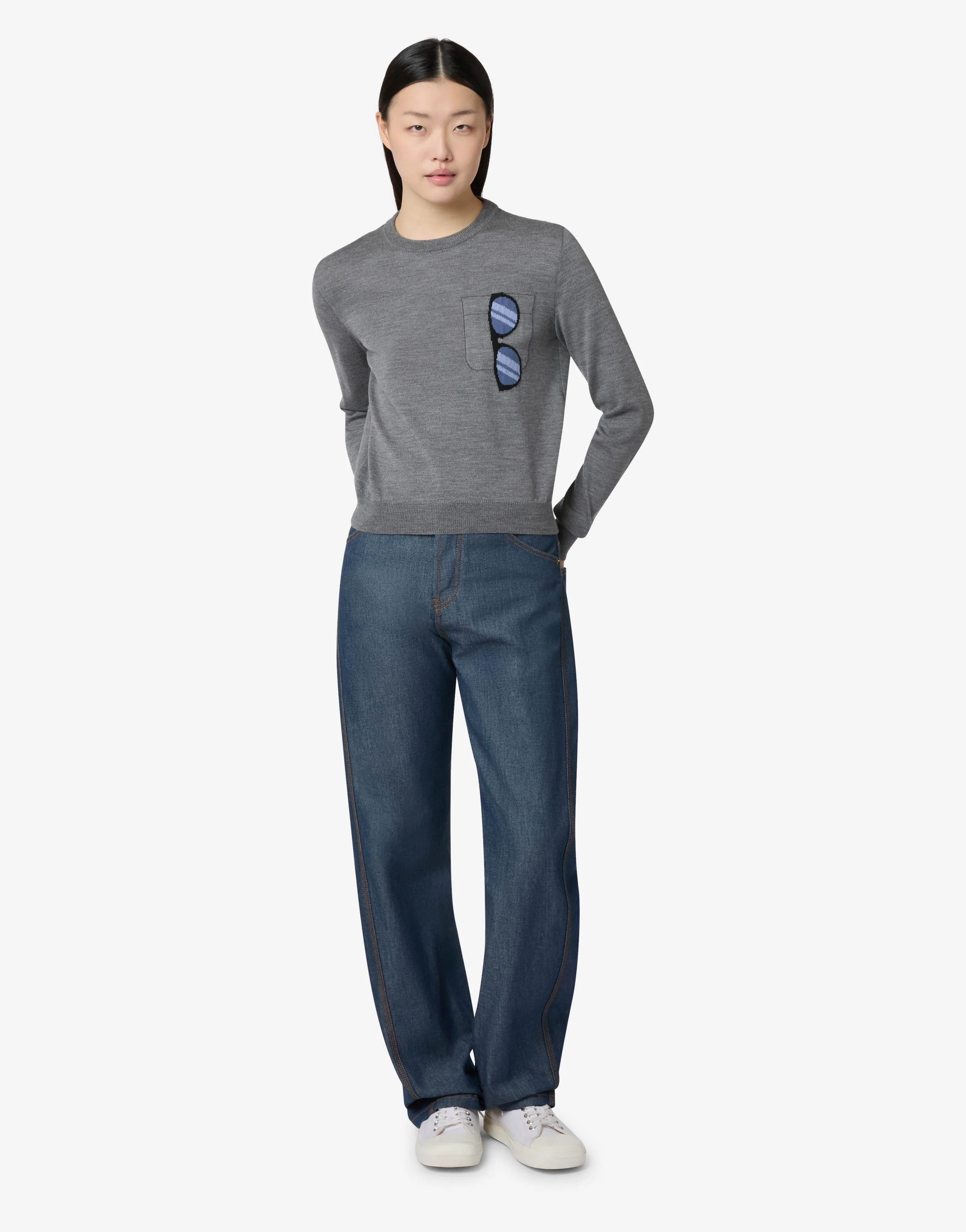 Extra-fine merino wool intarsia sweater - Image 4