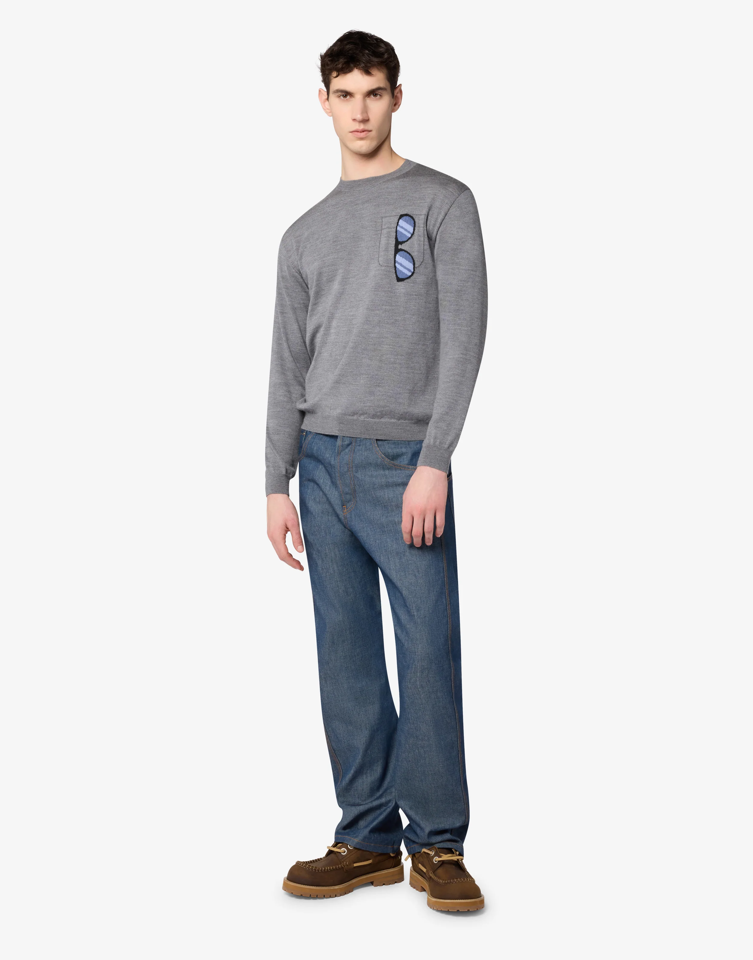 Extra-fine merino wool intarsia sweater - Image 4