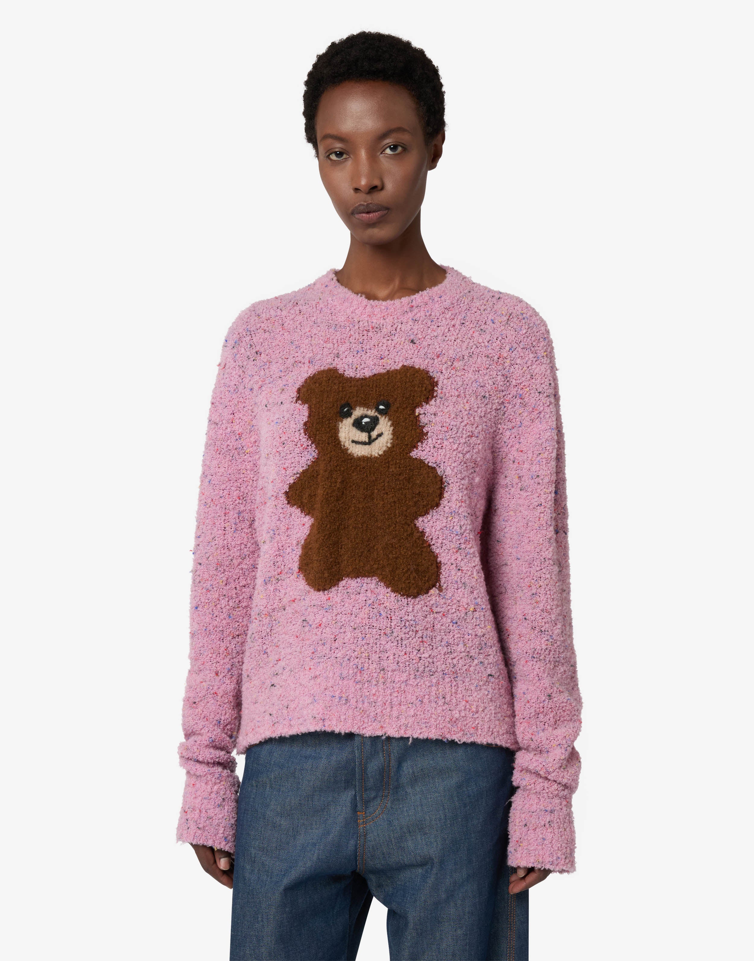 Moschino Teddy Bear Bouclé Wool-Blend Sweater
