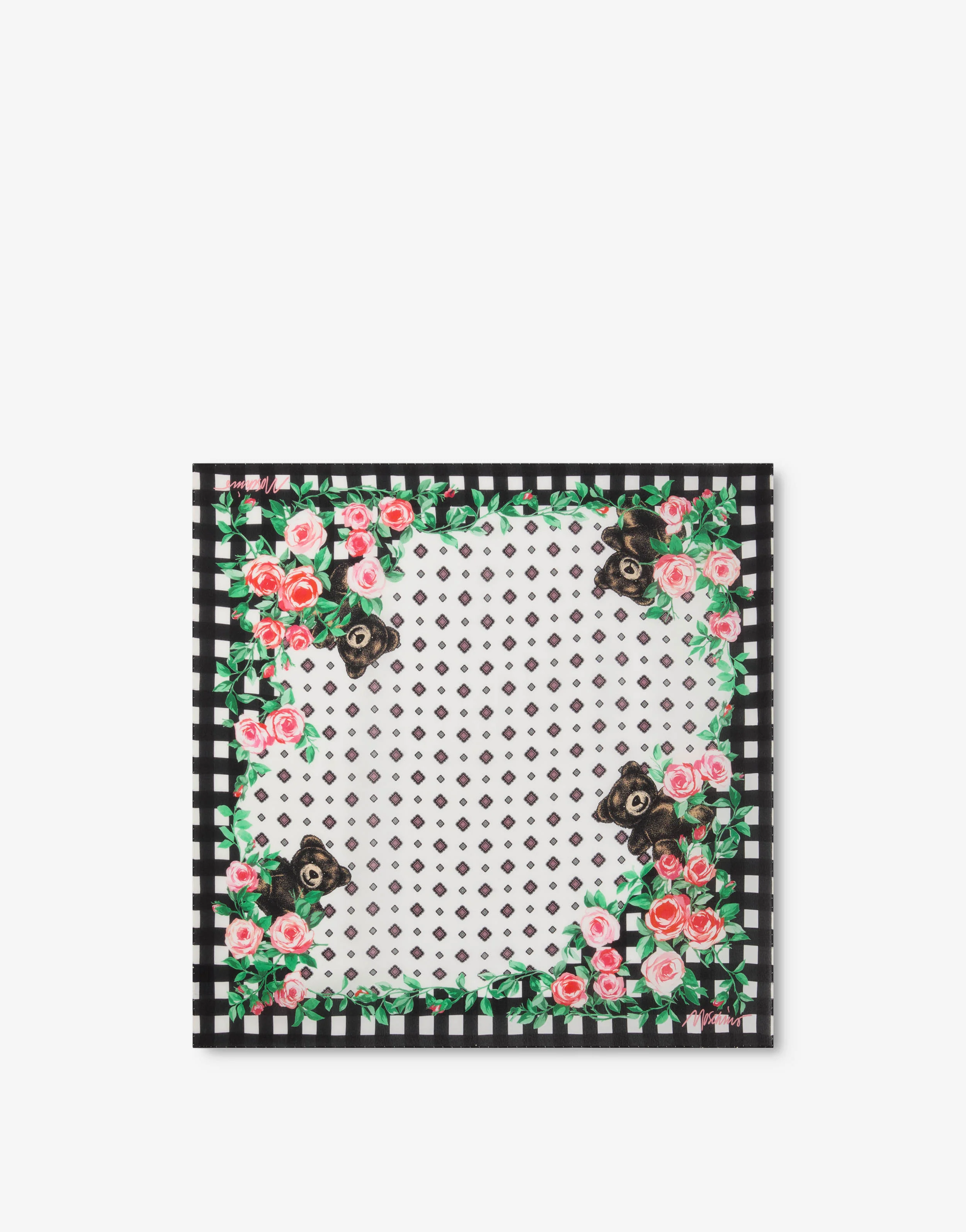 Moschino Teddy Bear printed silk scarf