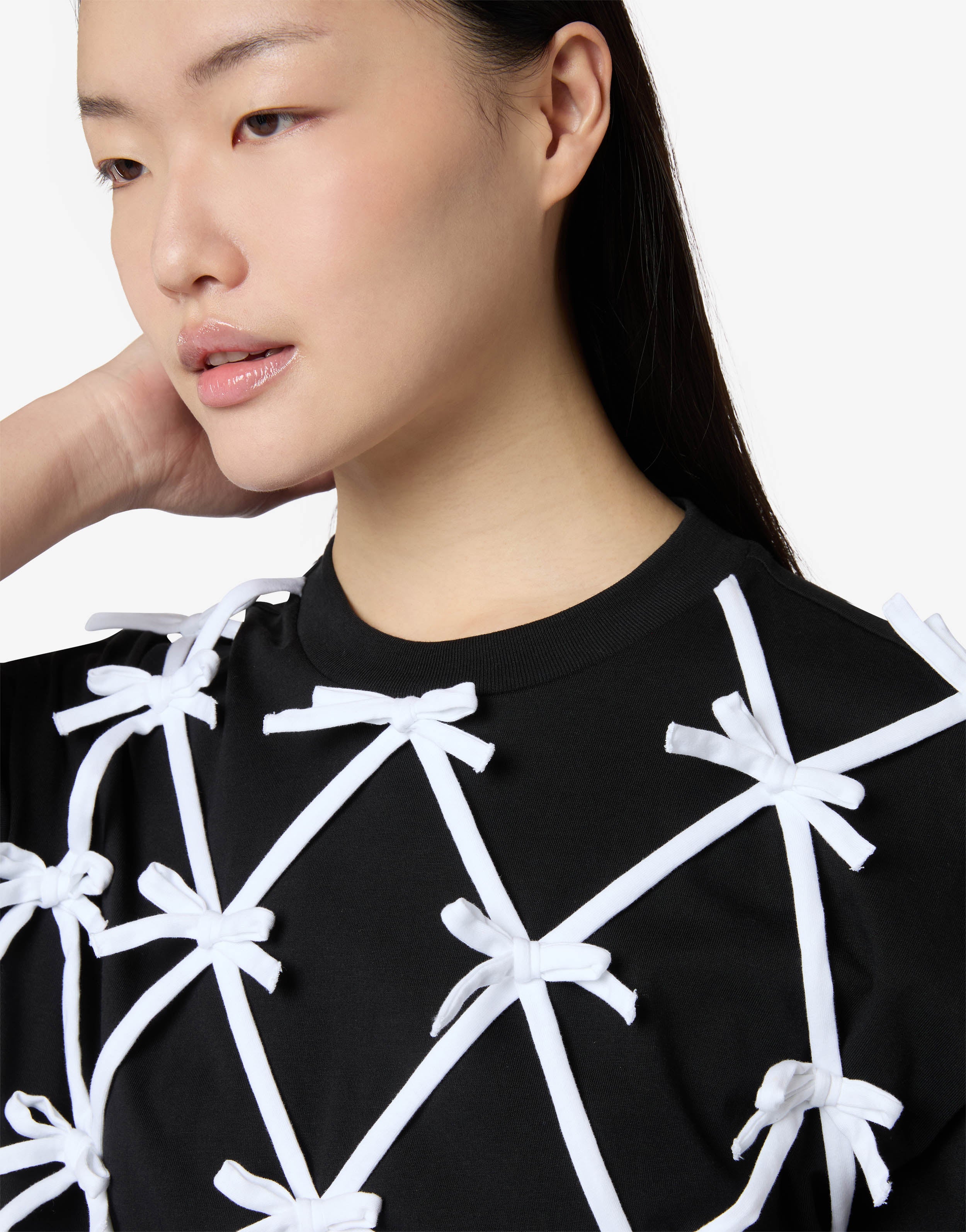 Organic cotton jersey T-shirt with bows - Image 3