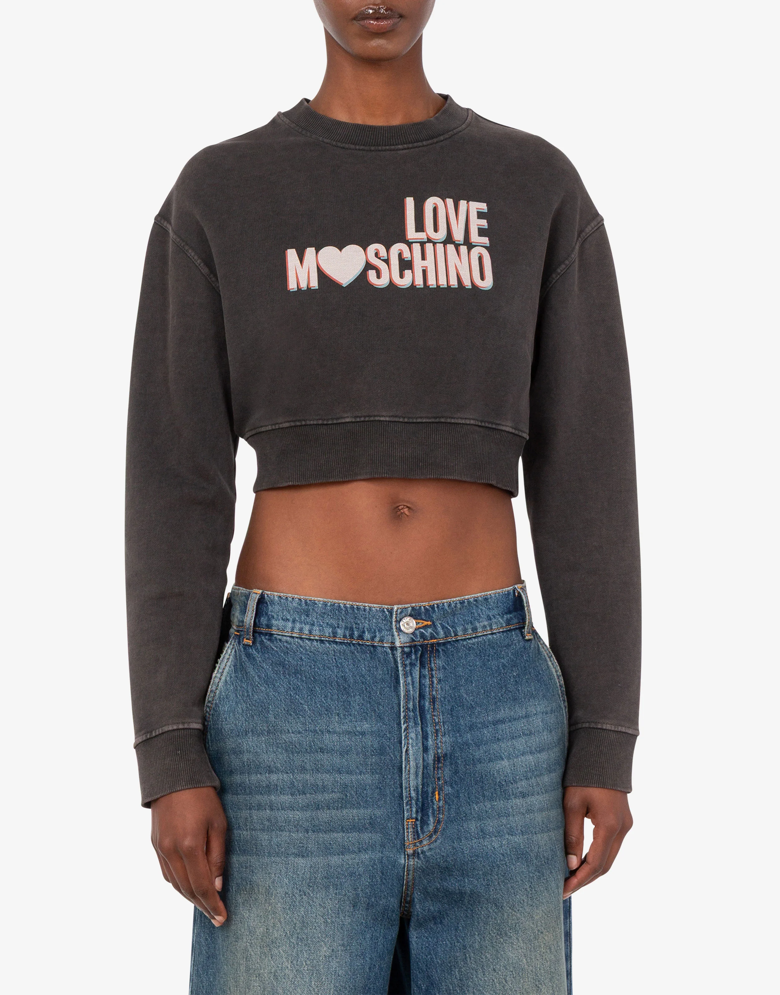 Printed cotton crop sweatshirt - Image 3