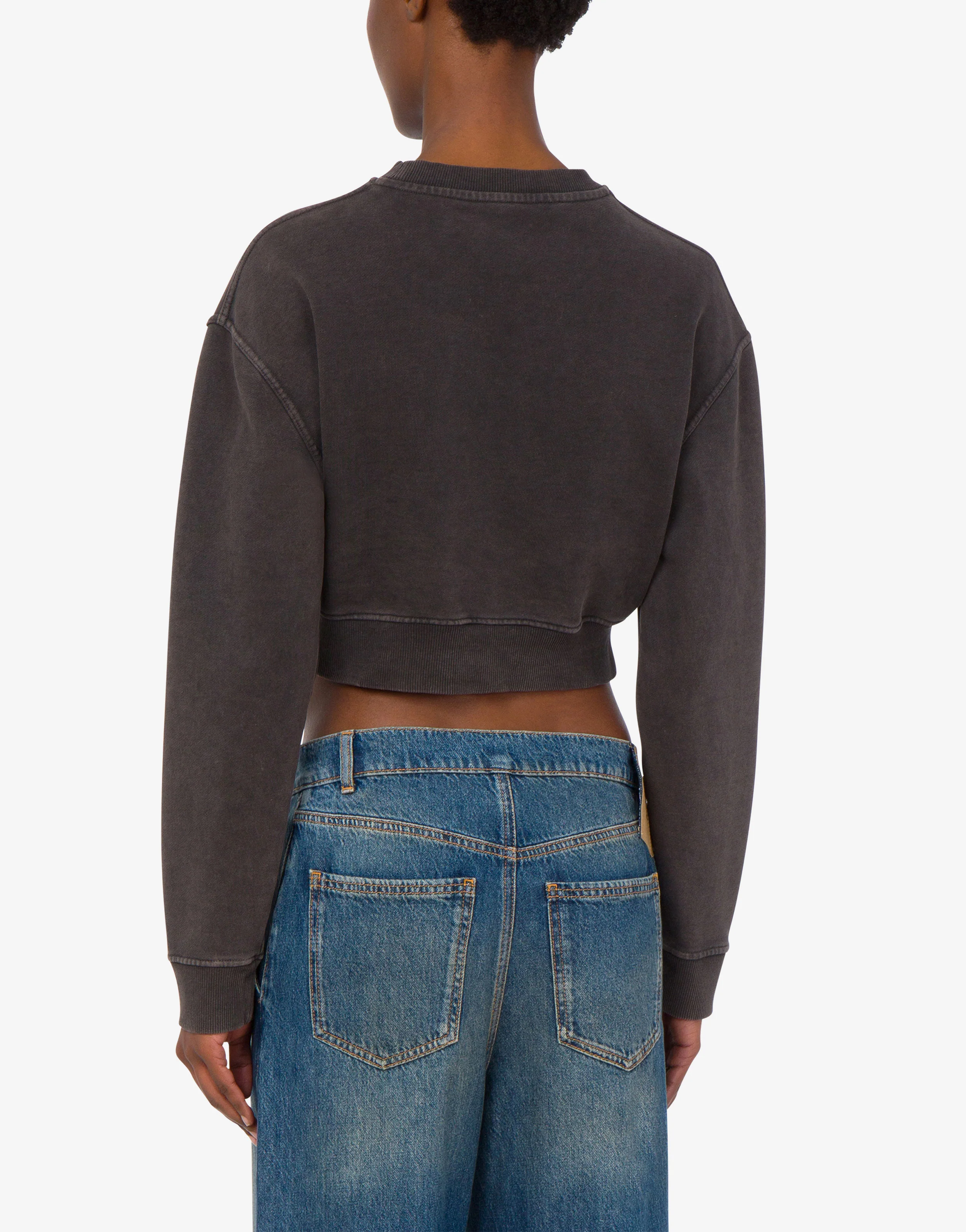 Printed cotton crop sweatshirt - Image 4