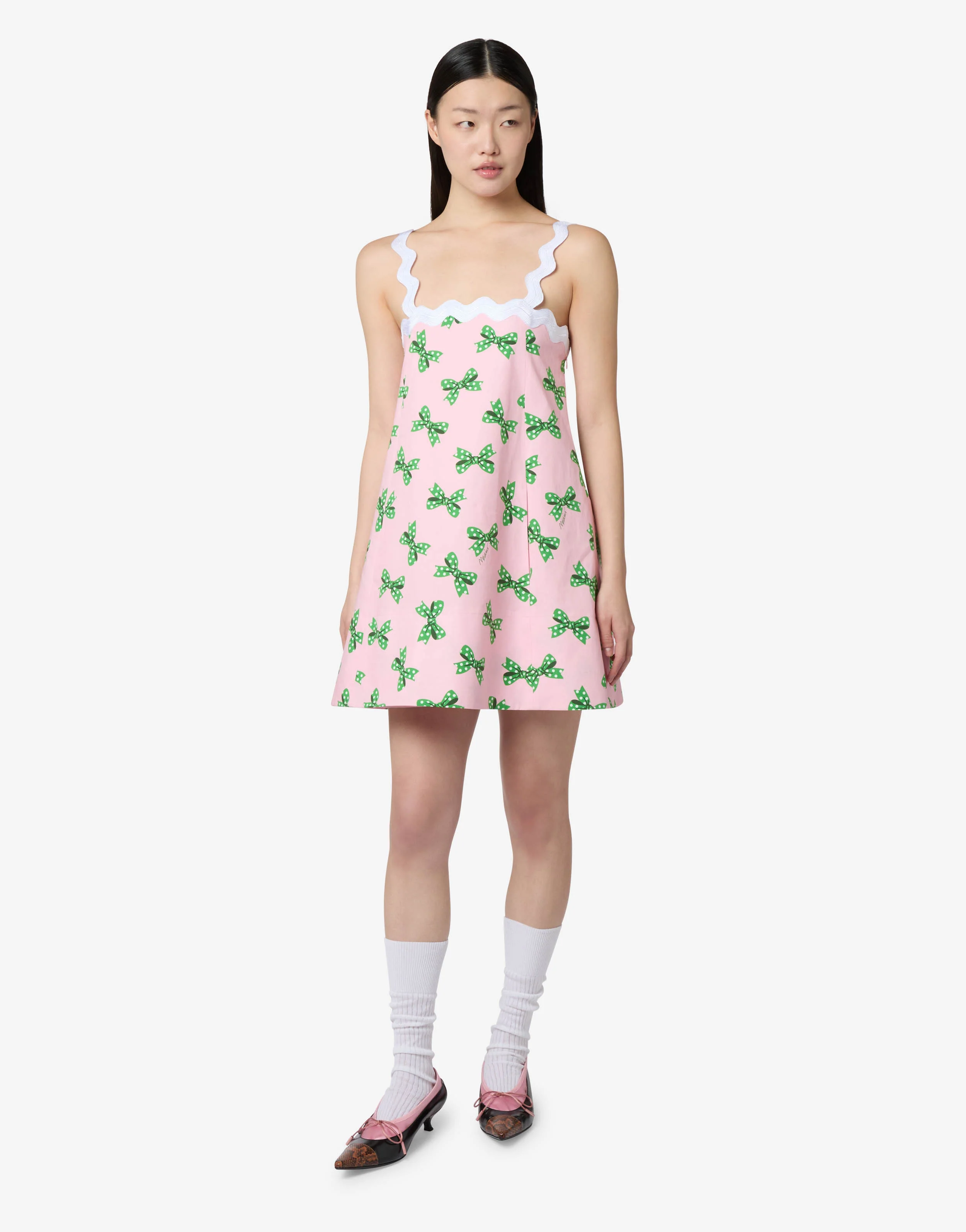 Printed cotton poplin dress