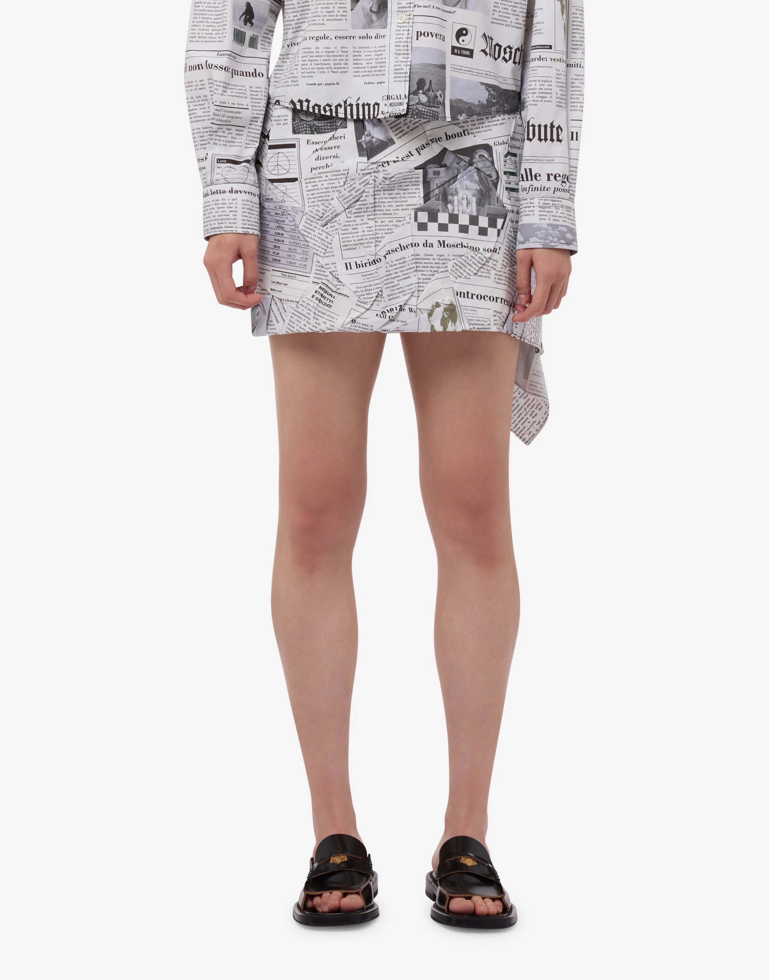 Printed cotton poplin miniskirt
