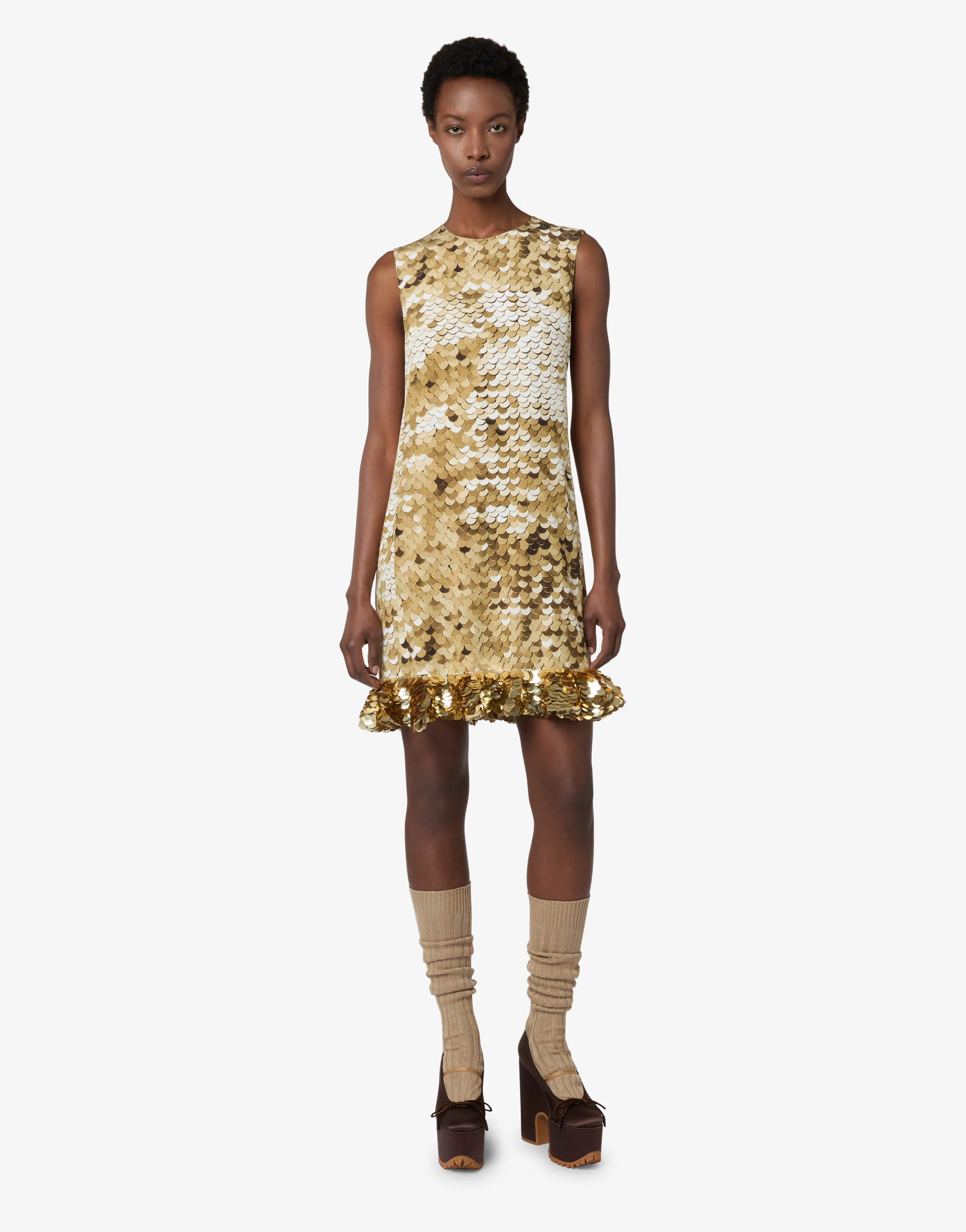 Printed crepe de chine dress
