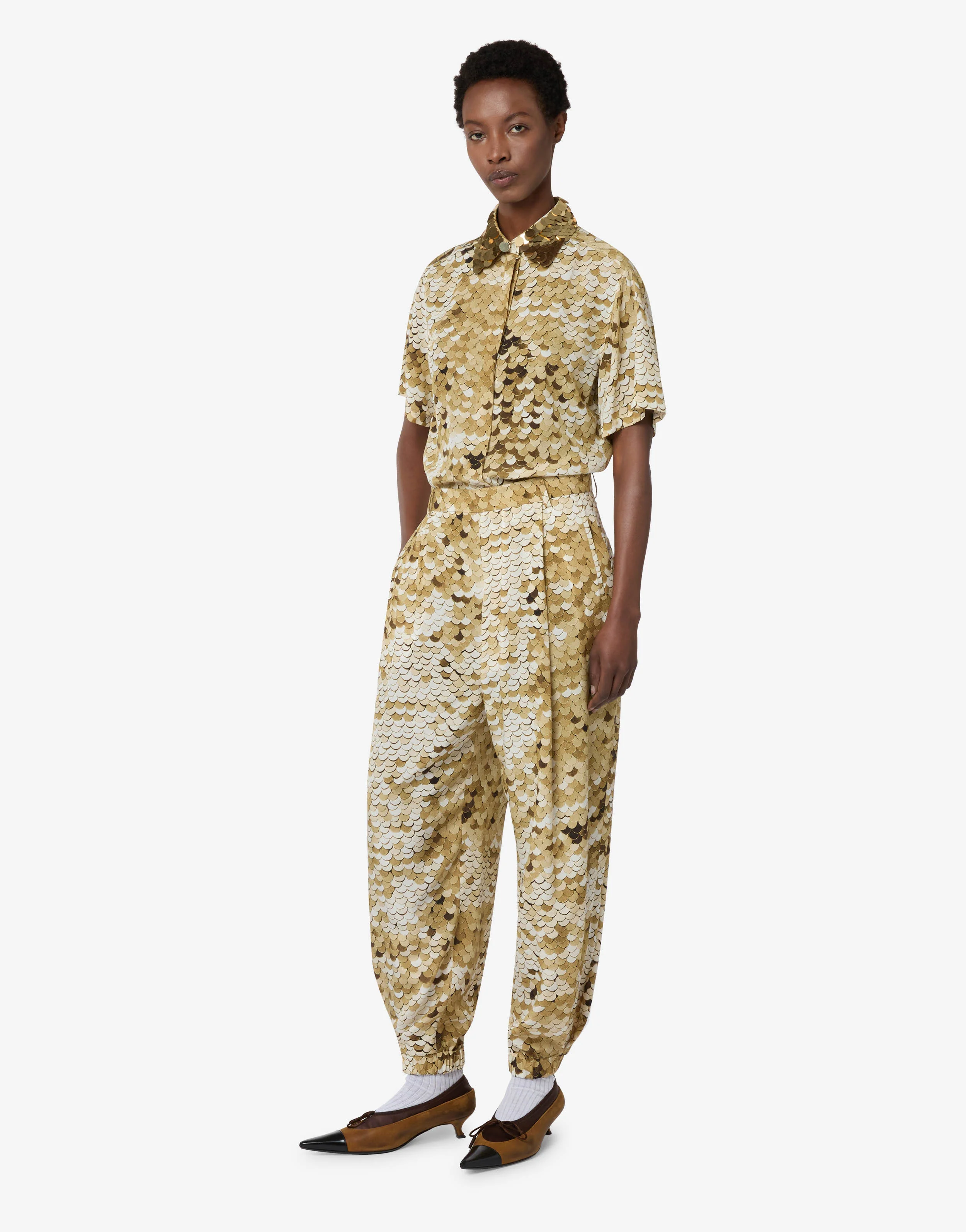 Printed crepe de chine pants - Image 4