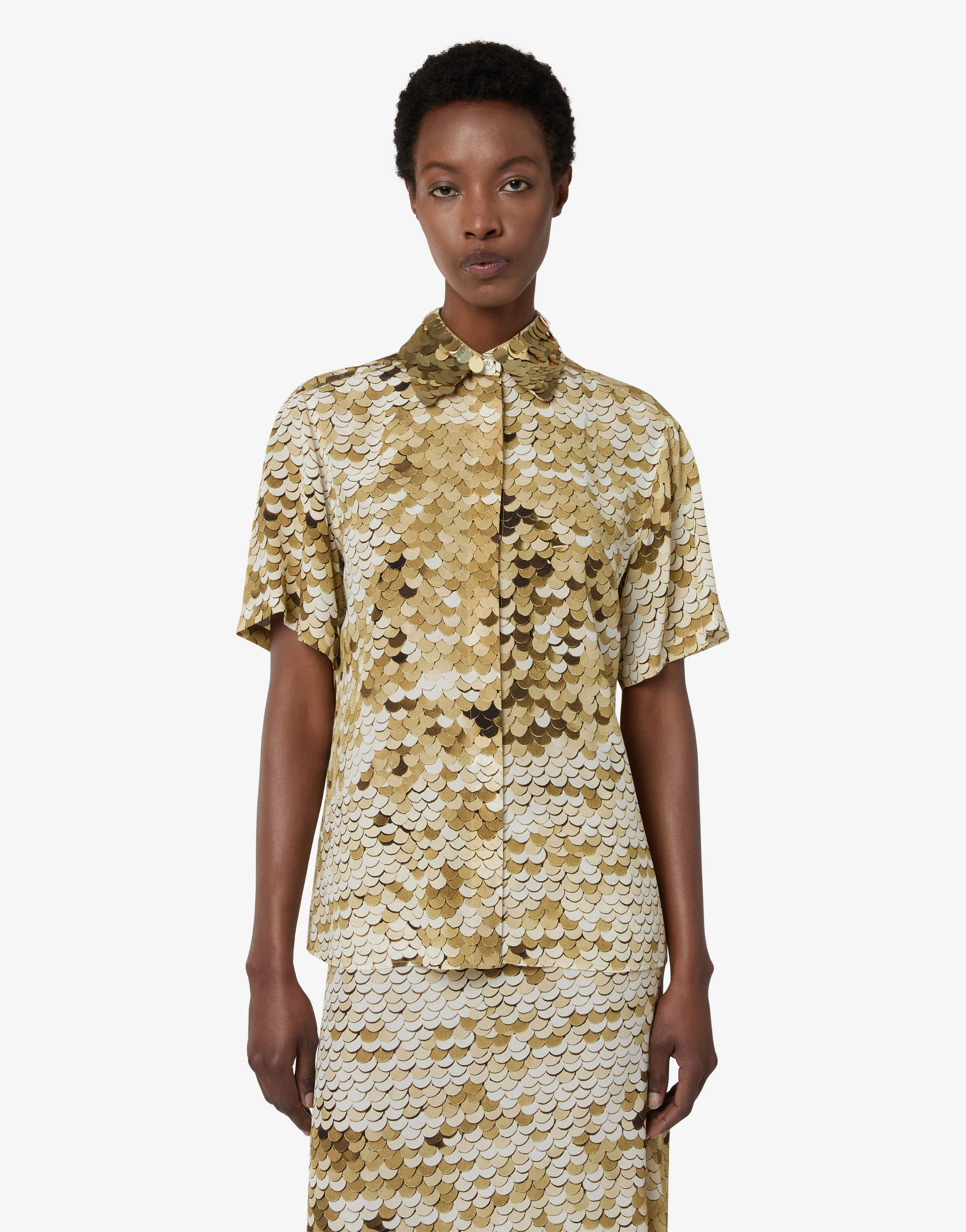 Printed crepe de chine shirt