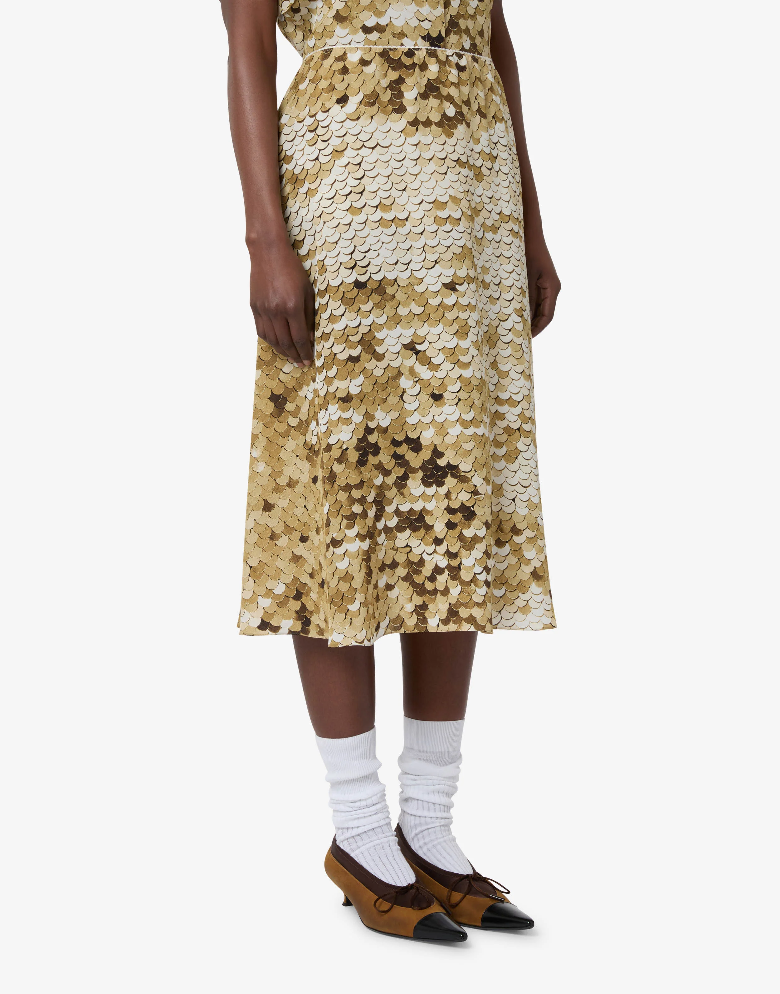 Printed silk crepe de chine skirt