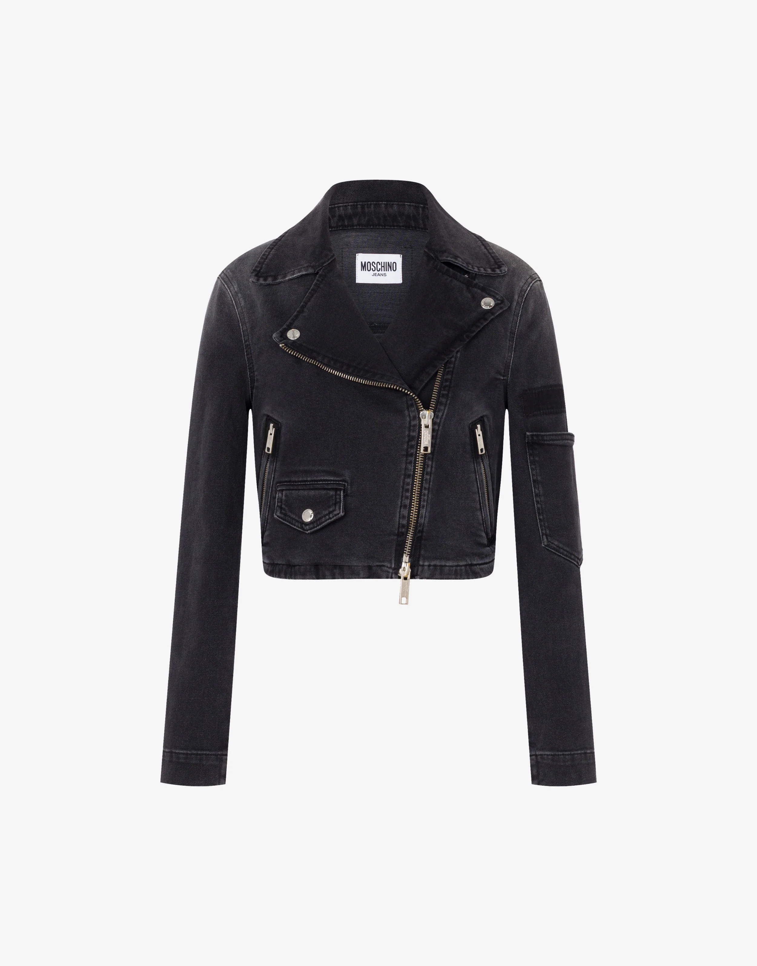 Stretch denim biker jacket