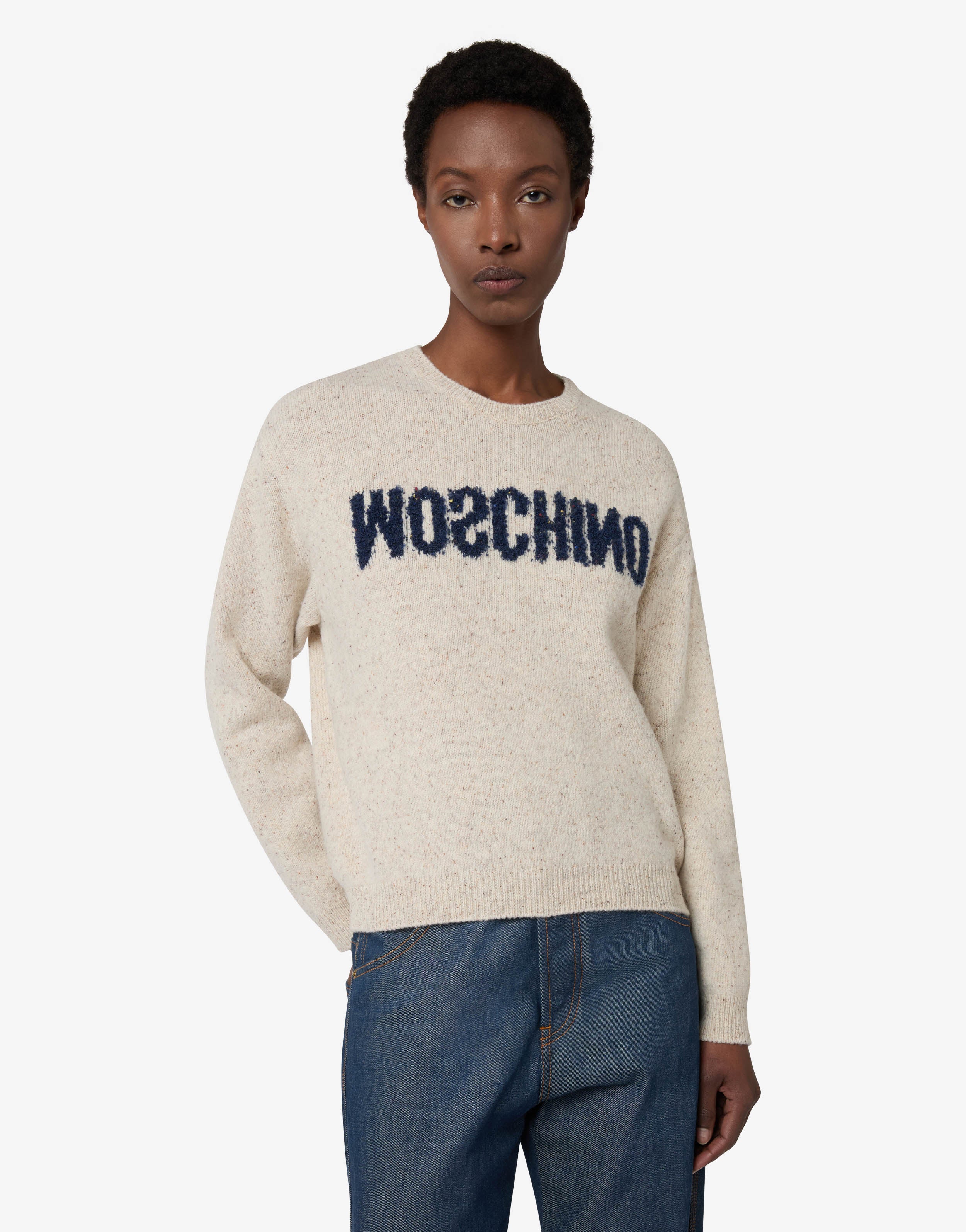 Wool-silk blend sweater with logo